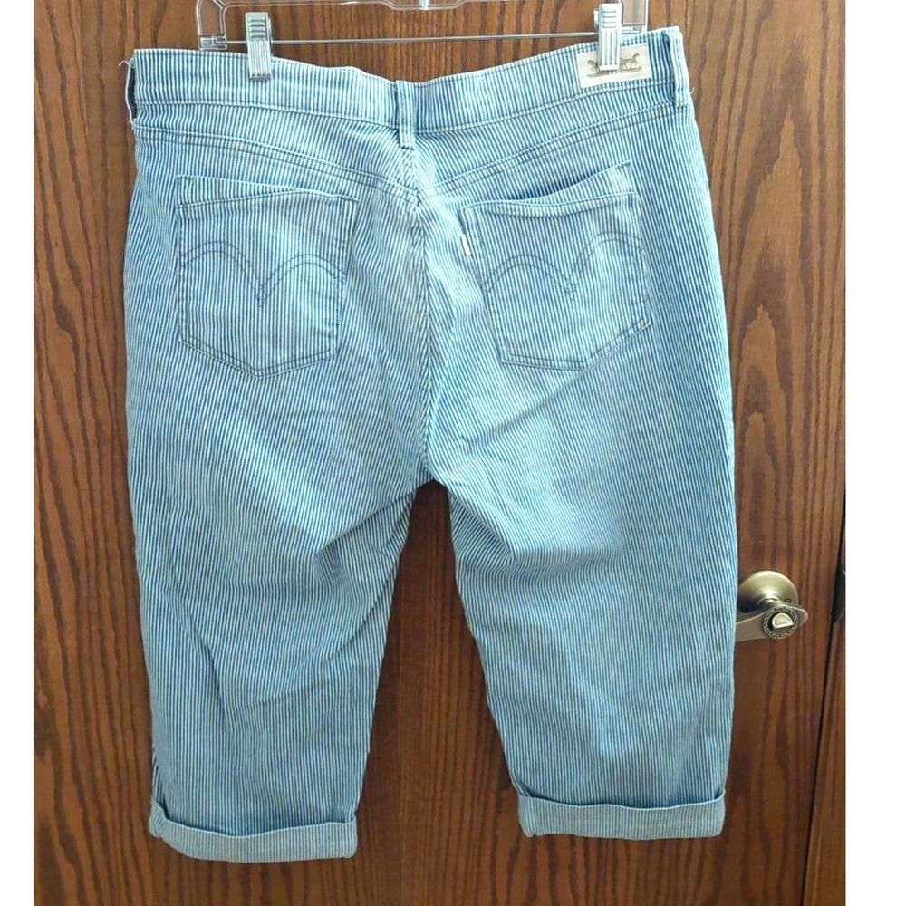 Levi's 515 Railroad Stripe Capri Bermuda Shorts Womens 14 W32 Cuffed